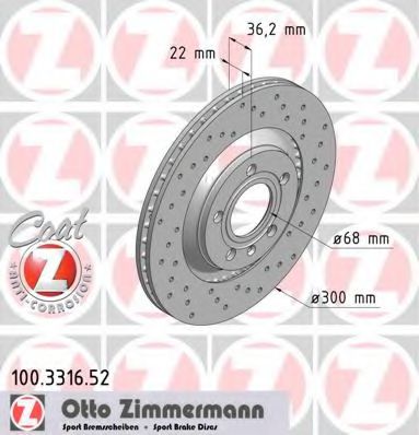 100.3316.52 ZIMMERMANN Brake System Brake Disc
