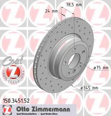 150.3451.52 ZIMMERMANN Brake System Brake Disc