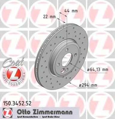 150.3452.52 ZIMMERMANN Brake System Brake Disc