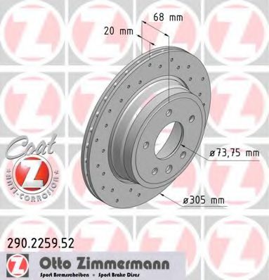 290.2259.52 ZIMMERMANN Brake System Brake Disc