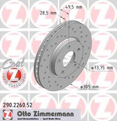290.2260.52 ZIMMERMANN Brake System Brake Disc