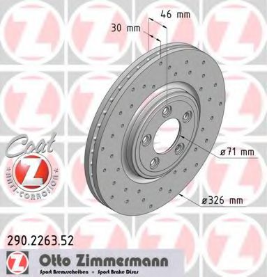 290.2263.52 ZIMMERMANN Brake System Brake Disc