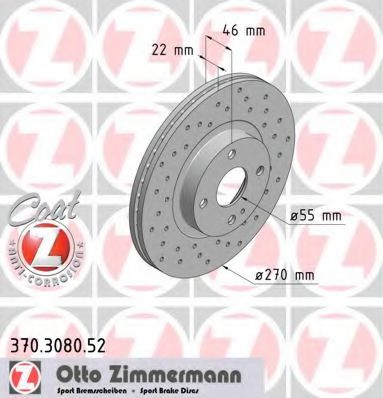 370.3080.52 ZIMMERMANN Brake System Brake Disc