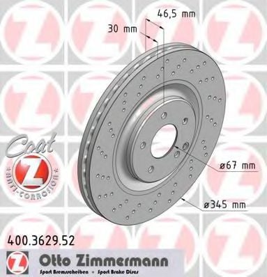 400.3629.52 ZIMMERMANN Brake System Brake Disc