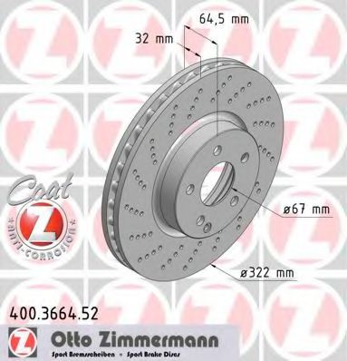 400.3664.52 ZIMMERMANN Brake System Brake Disc