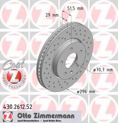 430.2612.52 ZIMMERMANN Brake System Brake Disc