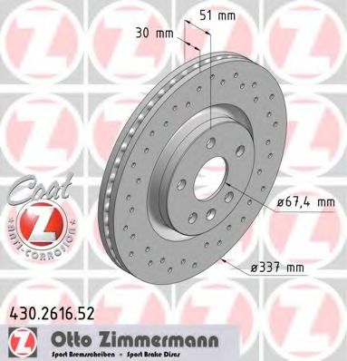 430.2616.52 ZIMMERMANN Brake System Brake Disc