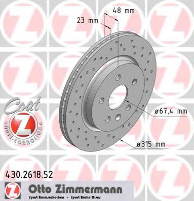 430.2618.52 ZIMMERMANN Brake System Brake Disc
