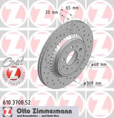 610.3708.52 ZIMMERMANN Brake System Brake Disc