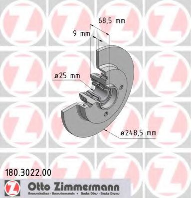 180.3022.00 ZIMMERMANN Brake System Brake Disc