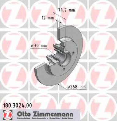 180.3024.00 ZIMMERMANN Brake System Brake Disc