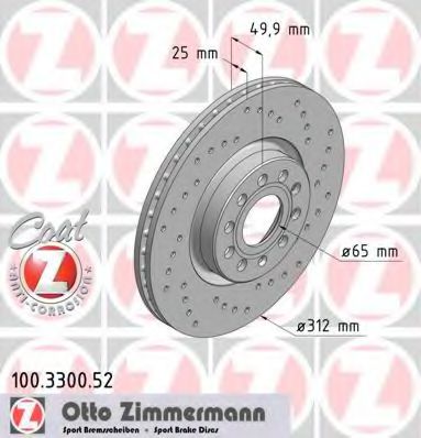 100.3300.52 ZIMMERMANN Brake System Brake Disc
