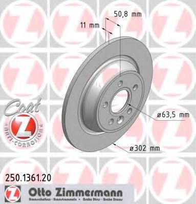 250.1361.20 ZIMMERMANN Brake System Brake Disc