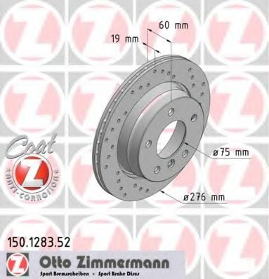 150.1283.52 ZIMMERMANN Brake System Brake Disc