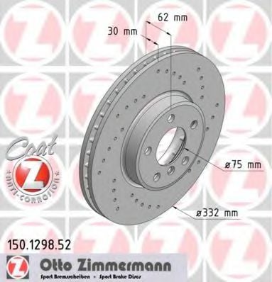 150.1298.52 ZIMMERMANN Brake System Brake Disc