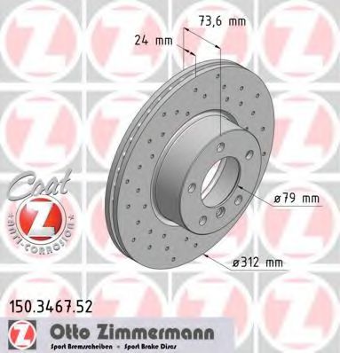 150.3467.52 ZIMMERMANN Brake System Brake Disc