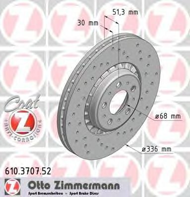 610.3707.52 ZIMMERMANN Brake System Brake Disc