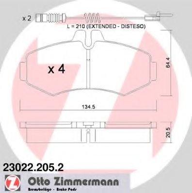 23022.205.2 ZIMMERMANN Brake System Brake Pad Set, disc brake