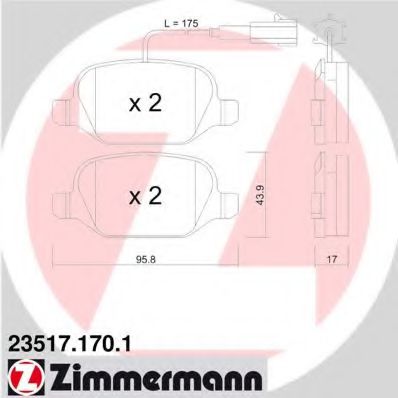 23517.170.1 ZIMMERMANN Brake Pad Set, disc brake