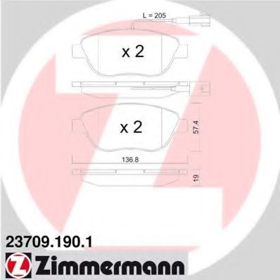 23709.190.1 ZIMMERMANN Brake System Brake Pad Set, disc brake
