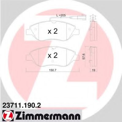 23711.190.2 ZIMMERMANN Brake System Brake Pad Set, disc brake