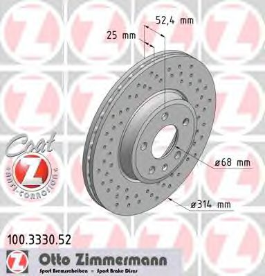 100.3330.52 ZIMMERMANN Brake System Brake Disc
