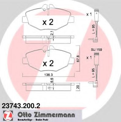 23743.200.2 ZIMMERMANN Brake System Brake Pad Set, disc brake