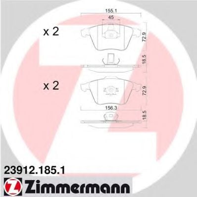 23912.185.1 ZIMMERMANN Brake Pad Set, disc brake