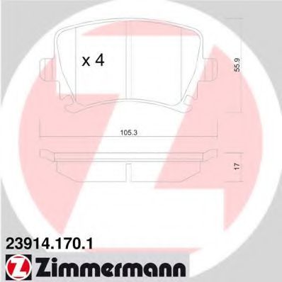 23914.170.1 ZIMMERMANN Brake System Brake Pad Set, disc brake