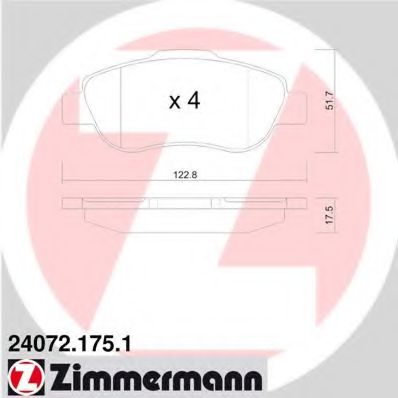 24072.175.1 ZIMMERMANN Brake Pad Set, disc brake
