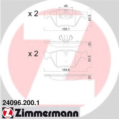 24096.200.1 ZIMMERMANN Brake System Brake Pad Set, disc brake