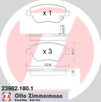23982.180.1 ZIMMERMANN Тормозная система Комплект тормозных колодок, дисковый тормоз