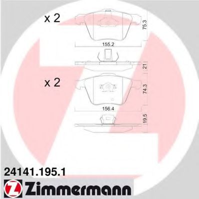 24141.195.1 ZIMMERMANN Brake System Brake Pad Set, disc brake