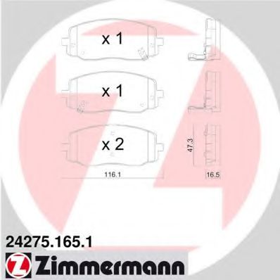 24275.165.1 ZIMMERMANN Brake System Brake Pad Set, disc brake