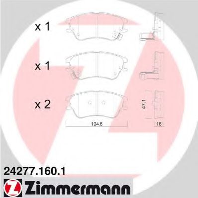 24277.160.1 ZIMMERMANN Brake System Brake Pad Set, disc brake