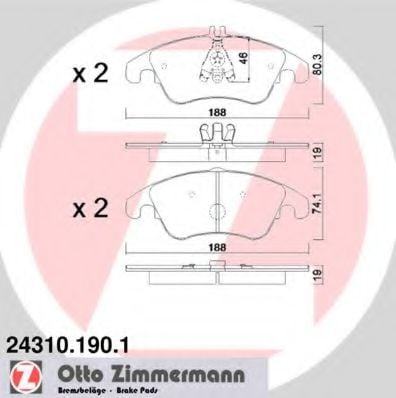 24310.190.1 ZIMMERMANN Brake System Brake Pad Set, disc brake