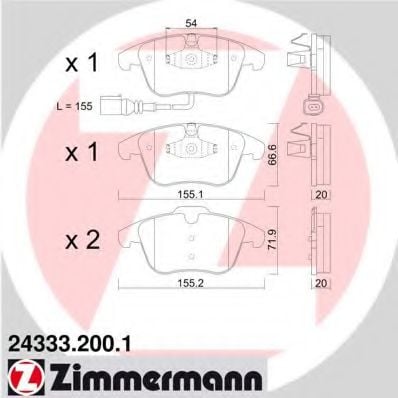24333.200.1 ZIMMERMANN Тормозная система Комплект тормозных колодок, дисковый тормоз