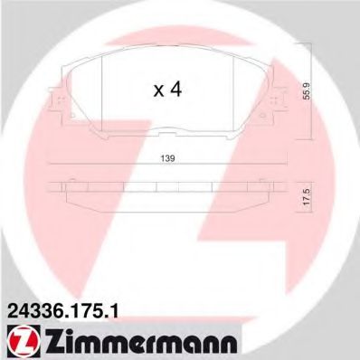 24336.175.1 ZIMMERMANN Тормозная система Комплект тормозных колодок, дисковый тормоз