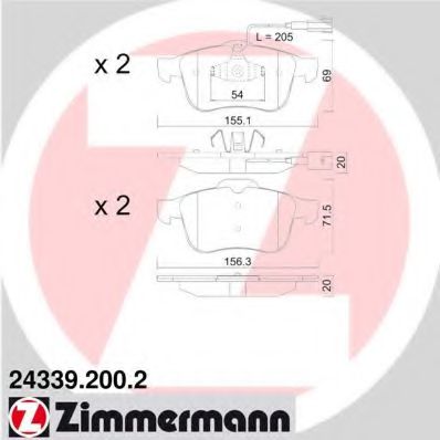 24339.200.2 ZIMMERMANN Brake System Brake Pad Set, disc brake