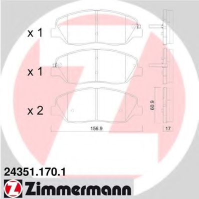 24351.170.1 ZIMMERMANN Brake System Brake Pad Set, disc brake