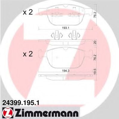 24399.195.1 ZIMMERMANN Brake Pad Set, disc brake
