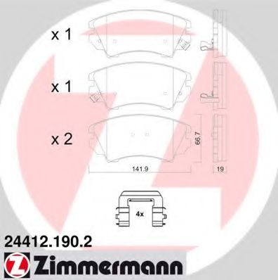 24412.190.2 ZIMMERMANN Brake System Brake Pad Set, disc brake