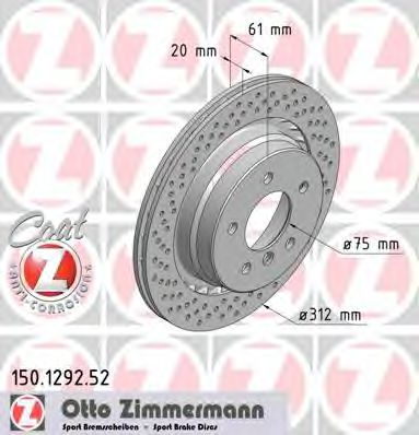 150.1292.52 ZIMMERMANN Brake System Brake Disc