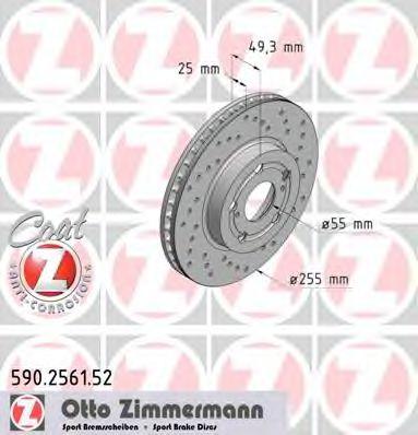 590.2561.52 ZIMMERMANN Brake System Brake Disc