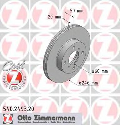 540.2493.20 ZIMMERMANN Тормозная система Тормозной диск
