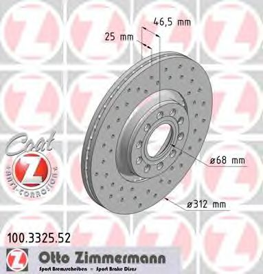 100.3325.52 ZIMMERMANN Brake System Brake Disc