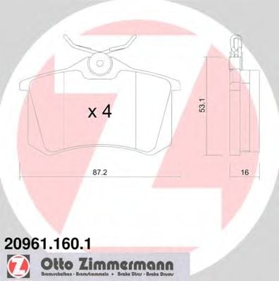 20961.160.1 ZIMMERMANN Brake System Brake Pad Set, disc brake