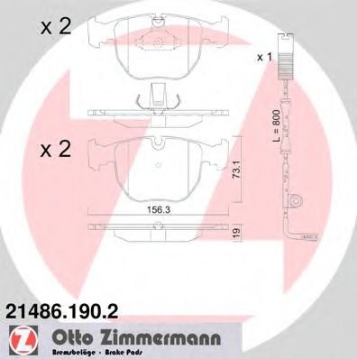 21486.190.2 ZIMMERMANN Brake System Brake Pad Set, disc brake