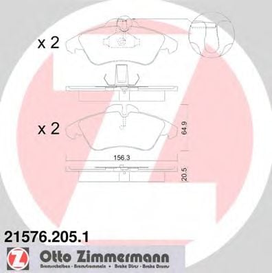 21576.205.1 ZIMMERMANN Brake System Brake Pad Set, disc brake