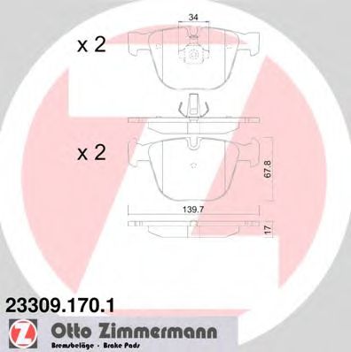 23309.170.1 ZIMMERMANN Brake System Brake Pad Set, disc brake